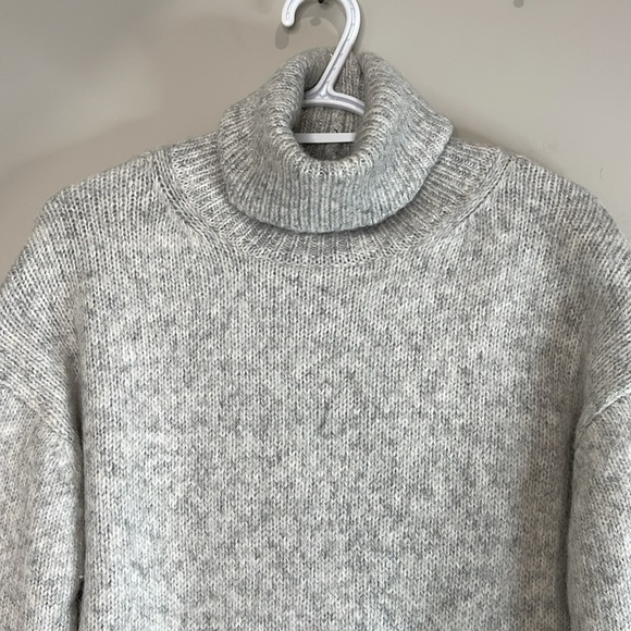 For The Republic Alpaca Blend Turtleneck Sweater Coastal Loose Drop Shoulder XS - Picture 3 of 11